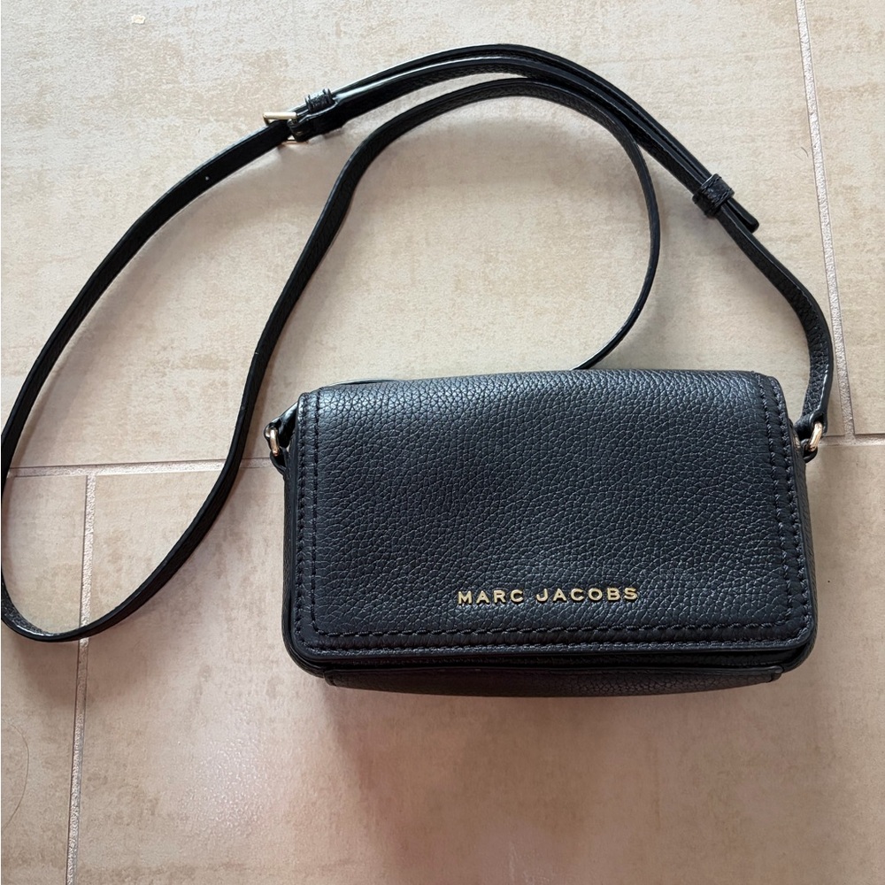 Marc Jacobs Black Crossbody Bag with Gold Accents